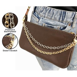 NEXTFASHION Purse Chain [Double Charm] Gold Silver Shoulder Bag Chain Accessory - MiniRolo on MiniRolo 11" by 10"