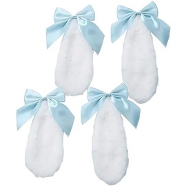 2 Pair Blue Bunny Plush Lop Ears Hair Clip Rabbit Furry Ears Ribbon Bow-knot Hair Clamp Hairpin Cosplay Headwear Easy to Wear Ornaments,Costumes and Accessories