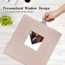 potricher Large Photo Album Self Adhesive 3x5 4x6 5x7 8x10 10x12 Pictures Linen Cover 40 Blank Pages Magnetic DIY Scrapbook Album with A Metallic Pen (Beige, 13.2x12.8 inch 40 Pages)