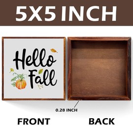 Rustic Fall Decor Pumpkin Decor Autumn Desk Decor Wooden Box Sign Office Home Farmhouse Library Garden Decor Wood Square Box Sign for Table Bookshelf Tiered Tray Wall Decor Thanksgiving Christmas