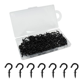 Biaungdo 120 Pcs 1/2" Ceiling Cups Hooks Screw Hooks Screw-in Ceiling Cup Hooks Metal Self-Tapping Screws Hooks for Hanging, Black