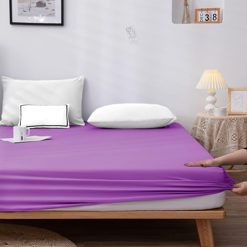 NAFAY LIVING Fitted sheet-Plain Dyed Ultra Soft Microfiber Bedding Sheet