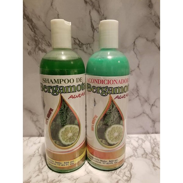 Shampoo & Acondicionador Bergamota Aukar 100% Natural(2Pack) Caída & Crecimiento