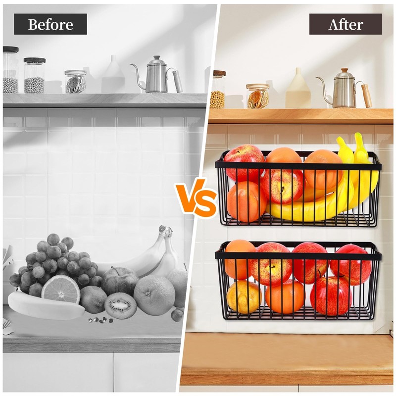 LecuSyn 2 Pcs Fruit Basket Wire Baskets, Fruit and Veggie