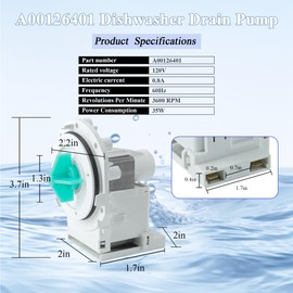 A00126401 bpx1-90e Dishwasher Drain Pump Motor - Compatible with Frigidaire Dishwasher -Replace AP5690431 A00126401 5304492415 bpx1-90e 154736201 PS8689824 by Vypart