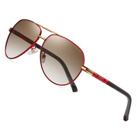Barcur Polarized Aviator Sunglasses for Men Women Large Lens uv Protection(Red Gradient Tea)
