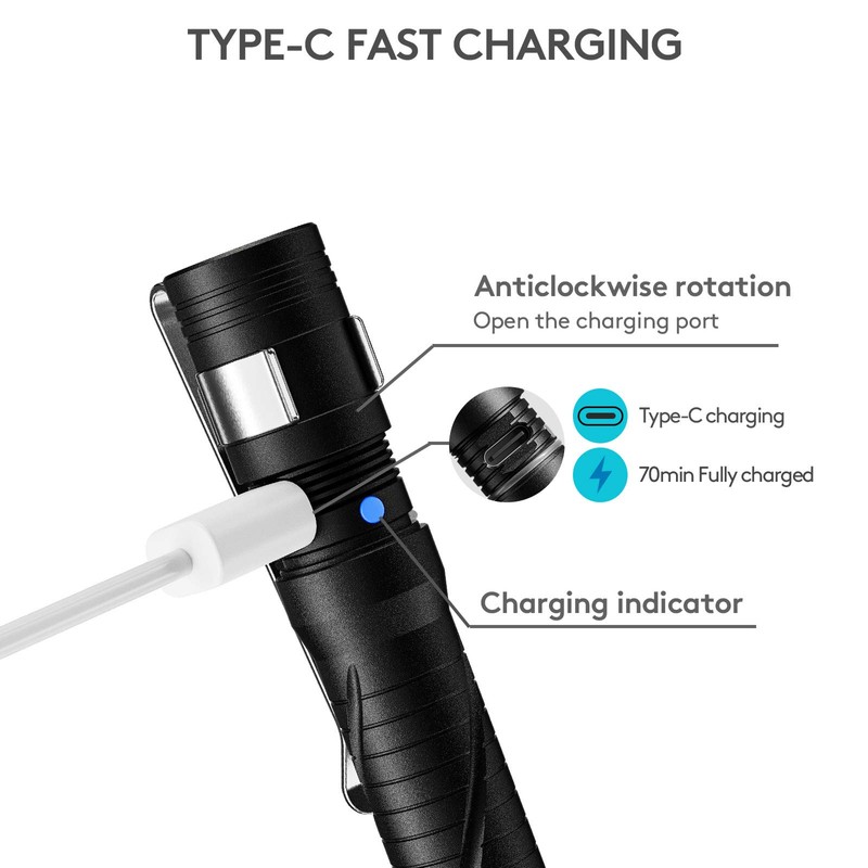 RovyVon Aurora A33 Pen Flashlight USB-C Rechargeable with Pocket Clip,