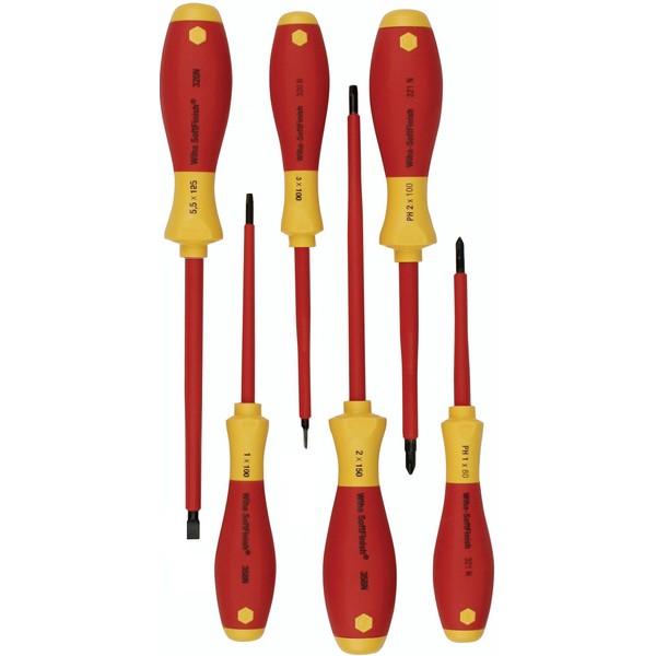 Ins. Screwdriver Set, Slot/Phllps/Sq, 6 Pc