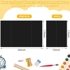 20 Pack Trifold Poster Board (26" x 17"), Black Poster Board for Science Fairs, School Projects, Graduation Party, Event Displays, and Business Presentations