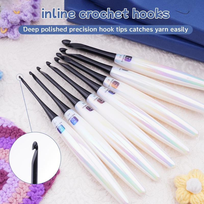 Hobekoee Acrylic Crochet Hooks,4 mm Ergonomic Crochet Hooks