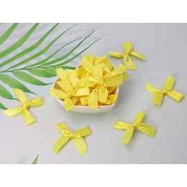 Shapenty 1cm Wide Mini Satin Ribbon Bows Flowers Bowknot Bulk for Sewing Dress Craft Project Scrapbooking Wedding Birthday Christmas Ornament Gift Decor Wrapping, 4x4cm, 40PCS (Yellow)
