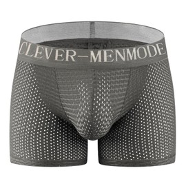 JOCKLAND - Ropa interior acolchada para hombre, malla transpirable, moldeadora para levantamiento de glúteos con almohadilla extraíble para cadera, Gris, M