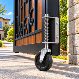 4 Inch Heavy Duty Rubber Gate Caster – Spring-Damped Universal Wheel, 220 LB Load Capacity