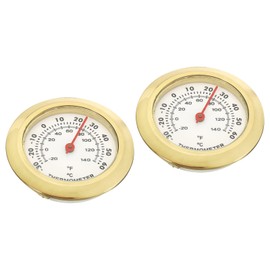 PATIKIL 1.46Inch Mini Indoor Outdoor Thermometer, 2 Pack Temperature Monitor Celsius/Fahrenheit Gauge No Battery Required for Greenhouse Table Room, Gold