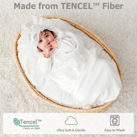 Pinuotu Silky Tencel Hooded Baptism Christening Blanket, Cross Gift, 40x40