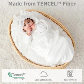 Pinuotu Silky Tencel Hooded Baptism Christening Blanket, Cross Gift, 40x40