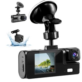 3 Channel Dash Cam for Cars, 1080P HD In Car Camera Dashcam for Cars, Dash Cam Front Rear Inside, Night Vision, 170°Wide Angle, Loop Recording, Motion Detection, Parking Mode Monitor, Car Accessories