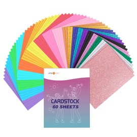 60 Sheets HTVRONT Colored Cardstock Paper Bundle, 20 Colors Glitter Cardstock and Colored Card Stock 8.5 x 11in, Thick Glitter Cards for Cutting Machine, Christmas Birthday Wedding Party Decora
