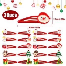 CHENYU Pack of 20 Christmas Hair Accessories Set 5.5 cm Christmas Hair Clips with Various Elements Reusable Christmas Hair Clips for Children Gifts for Friends and Children