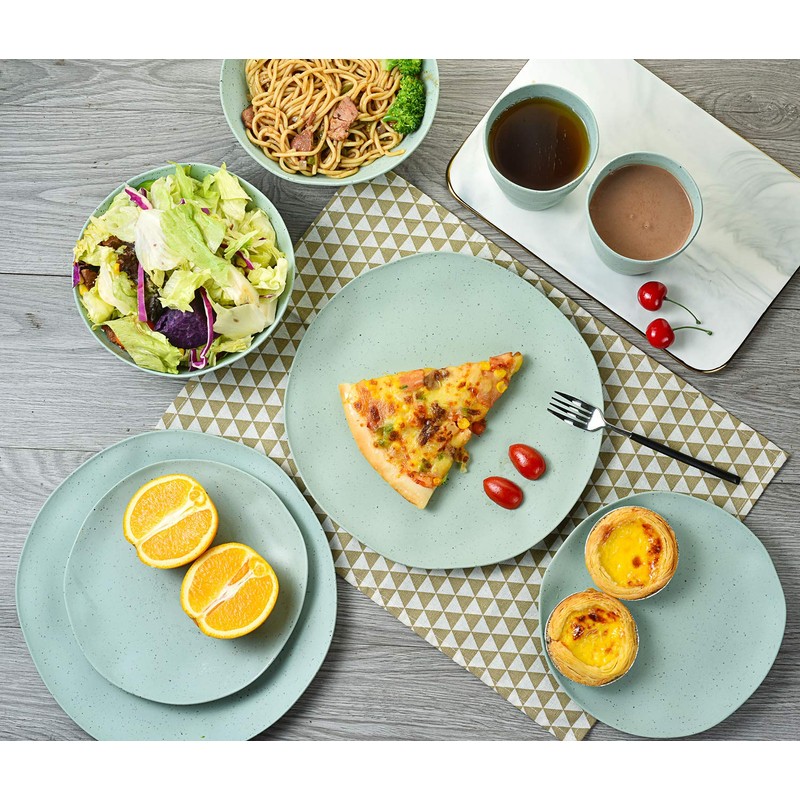 Morgiana 8 pcs Bamboo Sage Green Dinnerware Plates Set Reusable