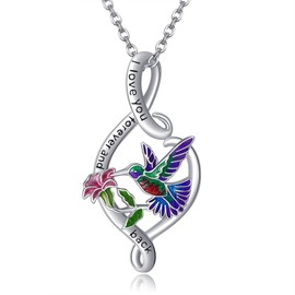 ONEFINITY Hummingbird Red Cardinal Necklace for Women 925 Sterling Silver Infinity Red Cardinal Hummingbird Pendant Jewelry for Bird Lovers Gift, Sterling Silver, No Gemstone