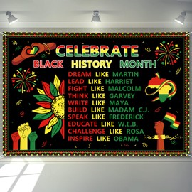 Arosche Black History Month Banner 72" x 48" Decorations African American History Month Inspirational Words Banner Photography Background for Black History Month, Juneteenth Party Supplies Home Decor