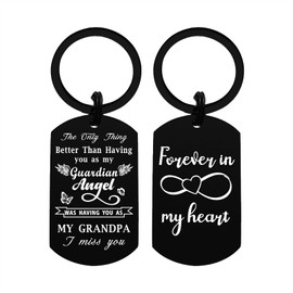 Laluminter Memorial Gifts for Loss of Grandfather - Grandpa Sympathy Keychain - I Miss You Grandpa Rememberance Bereavement Items for granddaughter grandson