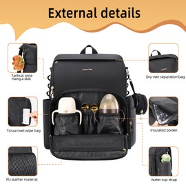 vosmles Stylish Baby Diaper Bag, Baby Bag with Changing Pad, Pacifier Case& Stroller Straps, Large Diaper Backpack Boy Girl, Water Resistant Travel Diaper Backpack for Mom Dad