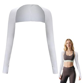 LQTSLFM Protection Bolero Summer Arm Sleeve Cooling Scarf with Finger Hole, Breathable Arm Warmers Ice Silk, Flexible Sun Protection Clothing Women for Summer Cycling Running Outdoor Activities, White