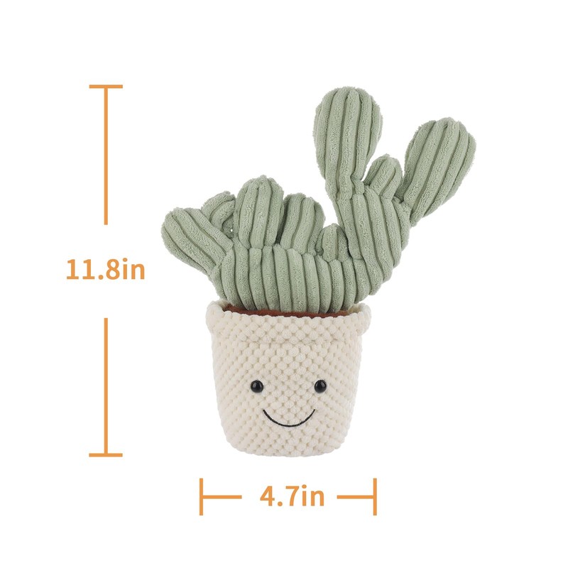 Apricot Lamb Soft Cactus Plant Plush Toy, Stuffed Green Pot,