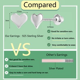 AoedeJ Children's Earrings 925 Silver Girls Hypoallergenic Earrings Girls Earrings Silver 925 Screwback Earrings, Silver