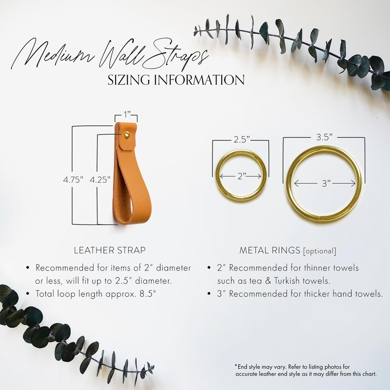 KEYAIIRA - Medium Leather Wall Hook, wall hanging strap towel