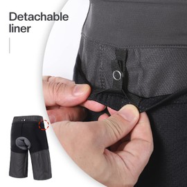 BERGRISAR Men's Cycling Shorts MTB Mountain Bike Shorts Padded Loose Fit with 6 Pockets 1806BG Removable-Padded Grey Size Large