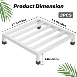 lehorra Dunnage Rack 17.7" L x17.7 W x3.9 H,3 Pack Stainless Steel Dunnage Rack 1000+ Pound Capacity,Assembly-Free Commercial Food Floor Stand for Storage in Restaurants Kitchens Shop Garages