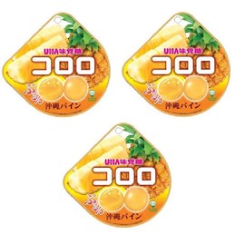 UHA Mikakuto KORORO Gummi Candy, Okinawa Pineapple Flavour, 40g, 3 Pack