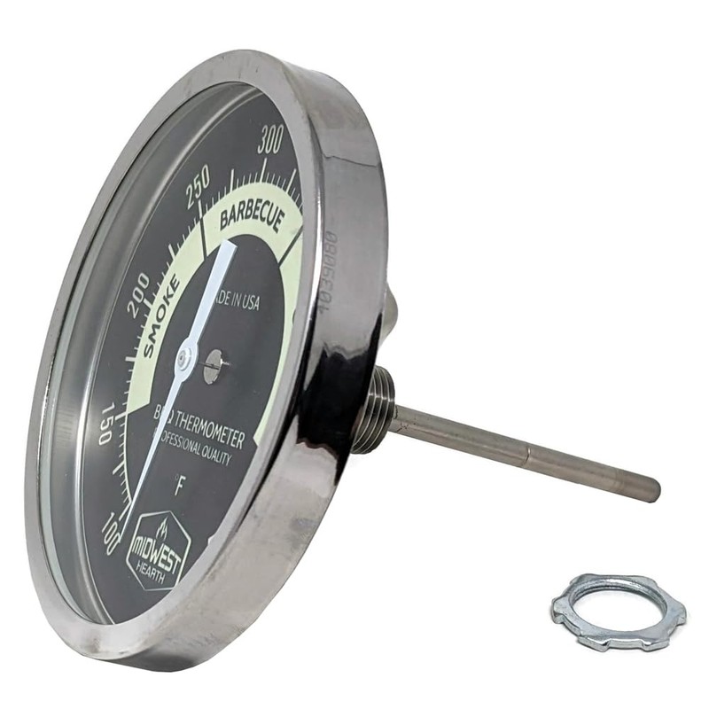 Midwest Hearth 5" Smoker Thermometer (Black/Glow Dial)