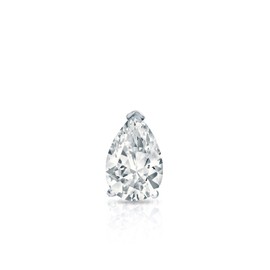 14k White Gold Pear Diamond Simulated Cubic Zirconia Men SINGLE STUD Earrings V-Prong (1/4ct,Excellent Quality)