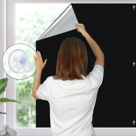 NUTKIT 60*115 CM Blackout Blind Suction Cup Curtain, 420D Waterproof Oxford