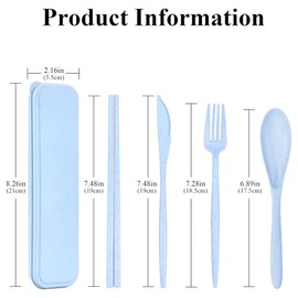 D-buy 4 Pack Camping Utensil Set with Chopsticks, Reusable Utensil Set with Case, Plastic Cutlery Set Forks Spoon Tableware Chopsticks, Portable Cutlery Set for Travel Picnic Camping or Daily Use