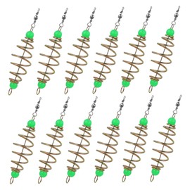 Garneck Pack of 12 Feeding Baskets for Fishing, Fishing Accessories with Feed Spiral and Luminous Beads, Ideal for Carp Fishing and Fish Ponds - Stable and Effective in Use