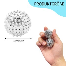 2 x 32 mm hedgehog ball, metal, magnetic acupressure skill balls, spiky ball, magnetic spiky massage ball