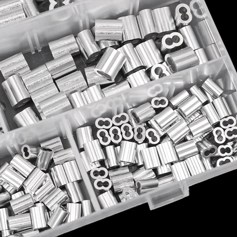 315 pcs NUZAMAS Aluminum Crimping Loop Sleeve Double Barrel Ferrule