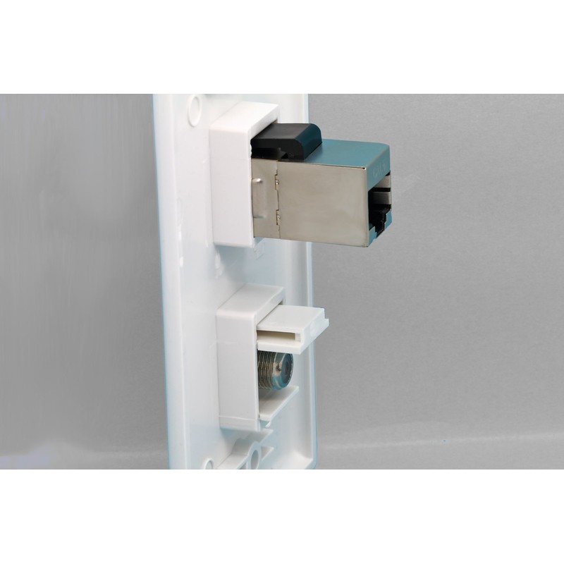 RiteAV 1 Gang Wall Plate (White) 2 Port - Cat6