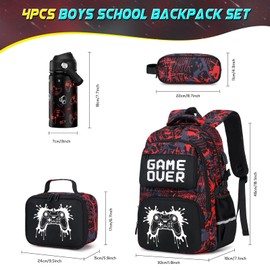 Scothen Boys Backpack - Includes 14oz Insulated Water Bottle, Boys School Backpack Set with Lunch Bag & Pencil Case Teens for School