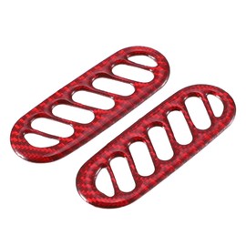 X AUTOHAUX Car Door A-Pillar Air Outlet Vent Cover Trim Interior Accessories for Chevy Corvette C5 1998-2004 Polyurethane Carbon Fiber Pattern Red (Set of 2)