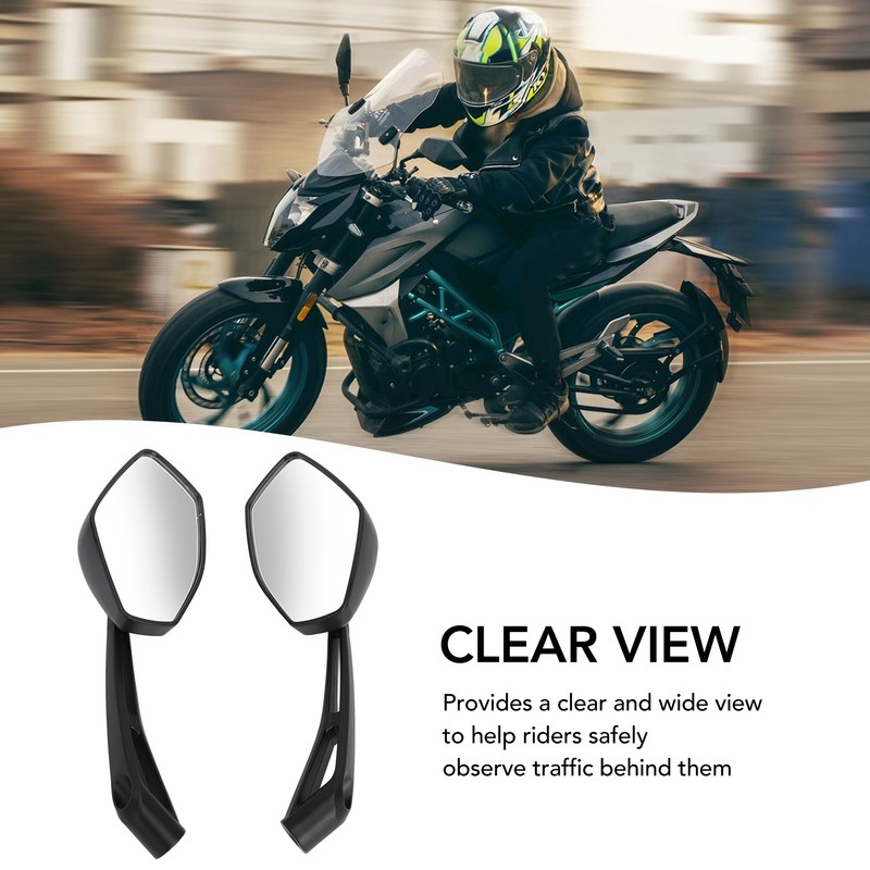 2PCS Motorcycle Rearview Mirror Clear Vision Wide Angle Shockproof Handlebar