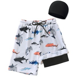 Sewetier 3T Boys' Swim Trunks Teen Swimming Shorts Toddler Bathing Suit(Shark)