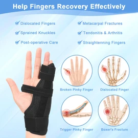 Apasiri Pinky Finger Splint, 4th or 5th Fingers Splint for Boxer’s Fracture, Arthritis, Tendonitis, Metacarpal Support Hand Brace Fits Left or Right Hand, L