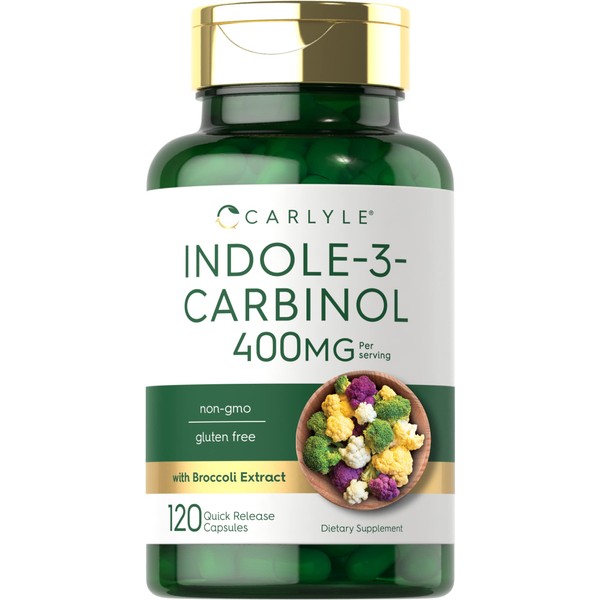 Carlyle Indole-3-Carbinol (I3C) 400mg | 120 Capsules | Advanced Formula with Broccoli Extract | Non-GMO, Gluten Free