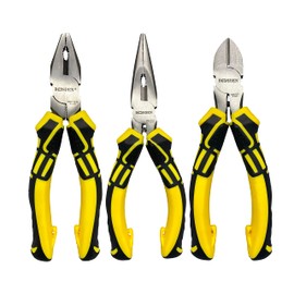BOOSDEN 3 PCS Pliers Tool Set, 6" Needle Nose Pliers, 6" Diagonal Cutters, 6" Linesman Pliers for Basic Repair, DIY Projects and Home Maintenance